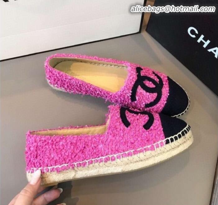 Best Design Chanel Tweed Flat Espadrilles G29762 Pink/Black 2020