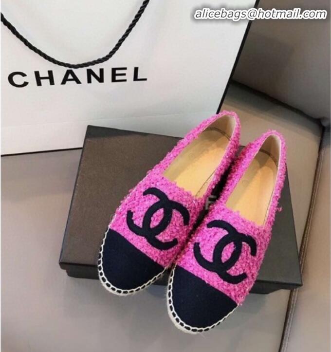 Best Design Chanel Tweed Flat Espadrilles G29762 Pink/Black 2020