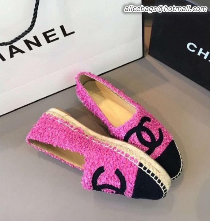 Best Design Chanel Tweed Flat Espadrilles G29762 Pink/Black 2020