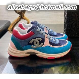 Perfect Chanel Fabric and Suede Calfskin Sneakers G34360 Blue 2020