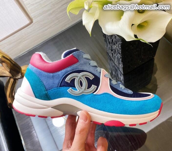 Perfect Chanel Fabric and Suede Calfskin Sneakers G34360 Blue 2020