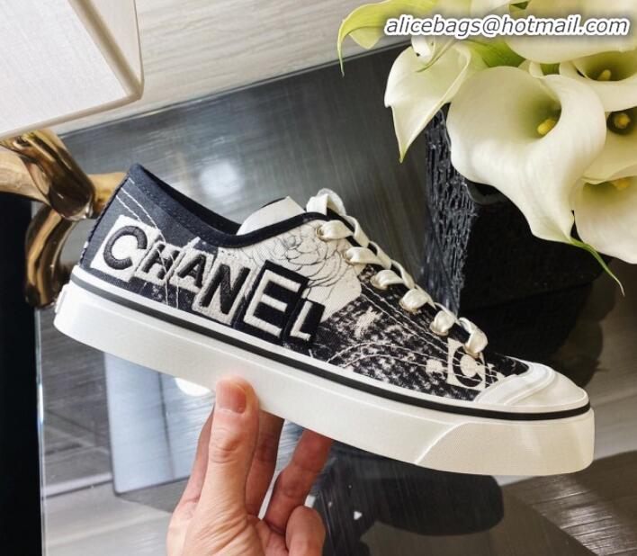 Cheap Beautiful Chanel Canvas Sneakers G26250 Black/White 2020