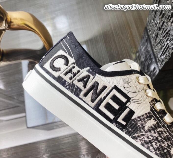 Cheap Beautiful Chanel Canvas Sneakers G26250 Black/White 2020