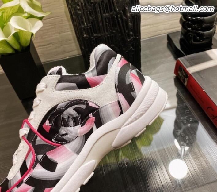 Popular Chanel Colored Logo Print Sneakers G34360 Pink 2020