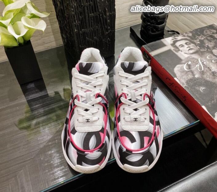 Popular Chanel Colored Logo Print Sneakers G34360 Pink 2020