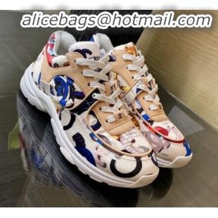 Low Cost Chanel Colored Logo Print Sneakers G34360 Blue 2020