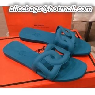 Low Price Hermes Aloha Flat Slide Sandals H21701 Blue