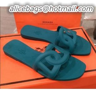 Low Cost Hermes Aloha Flat Slide Sandals H21701 Green