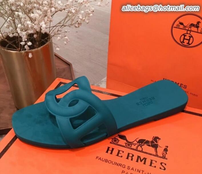 Low Cost Hermes Aloha Flat Slide Sandals H21701 Green