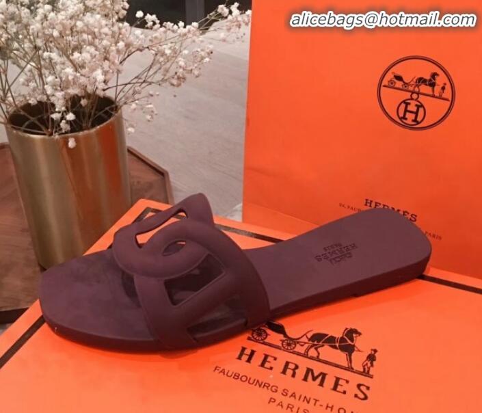 Best Price Hermes Aloha Flat Slide Sandals H21701 Burgundy