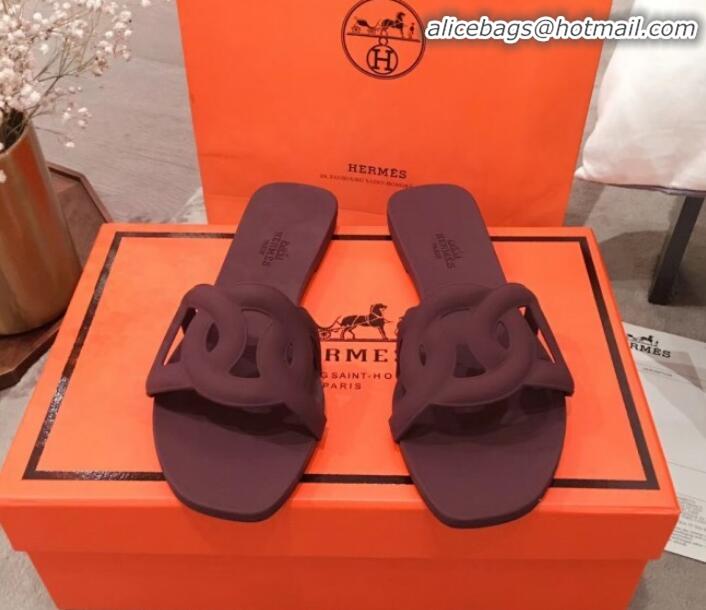 Best Price Hermes Aloha Flat Slide Sandals H21701 Burgundy