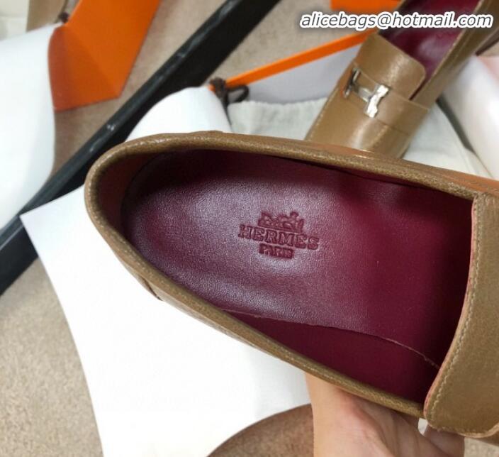 Best Design Hermes Paris Lambskin Flat Loafers H30710 Brown 2020