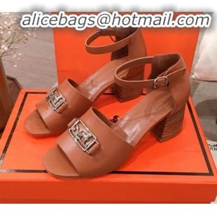 Charming Hermes Villa Calfskin Sandals H031304 Brown 2020