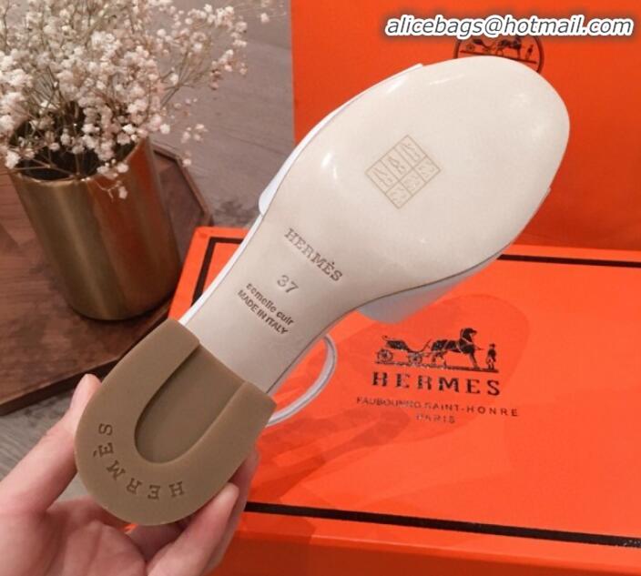 Discount Hermes Villa Calfskin Sandals H031304 White 2020