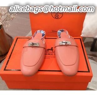 Good Looking Hermes Classic Kelly Calfskin Flat Mules H031307 Orange 2020