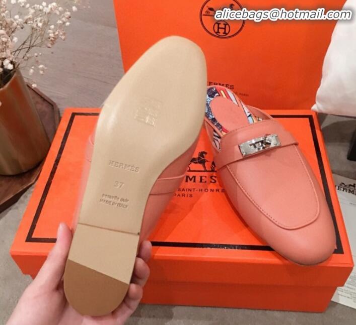 Good Looking Hermes Classic Kelly Calfskin Flat Mules H031307 Orange 2020