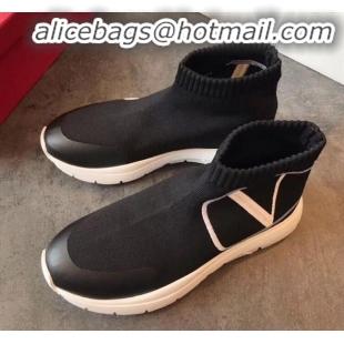 Shop Duplicate Valentino VLogo Stretch Knit Sock Boot Sneakers V12004 Black/White