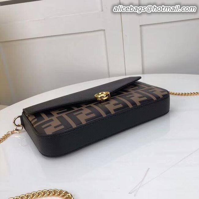 New Style Fendi WALLET ON CHAIN WITH POUCHES leather mini-bag F0005 black&brown