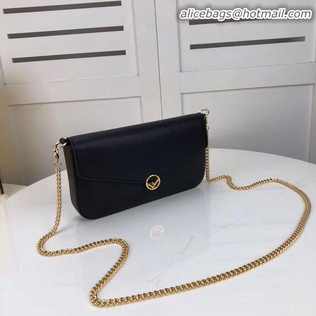 New Product Fendi WALLET ON CHAIN WITH POUCHES leather mini-bag F0005 black