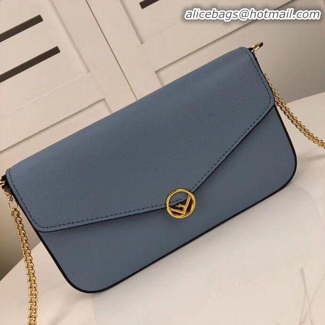 Discount Classic Fendi WALLET ON CHAIN WITH POUCHES leather mini-bag F0005 light blue