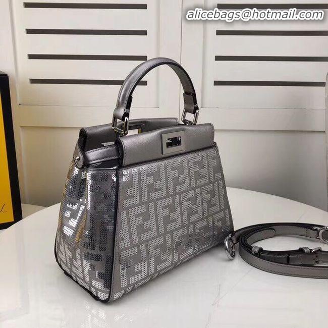 Best Price FENDI PEEKABOO ICONIC leather bag F0335 Silver