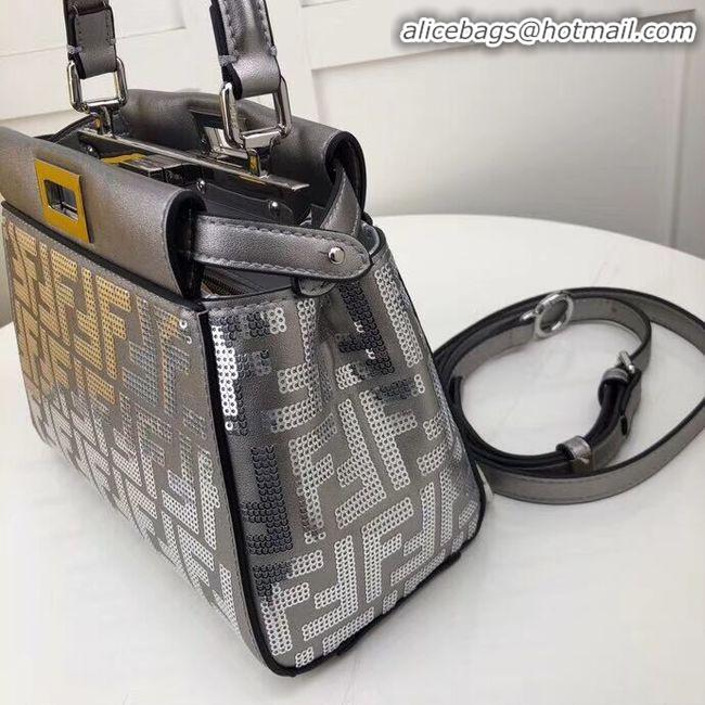 Best Price FENDI PEEKABOO ICONIC leather bag F0335 Silver