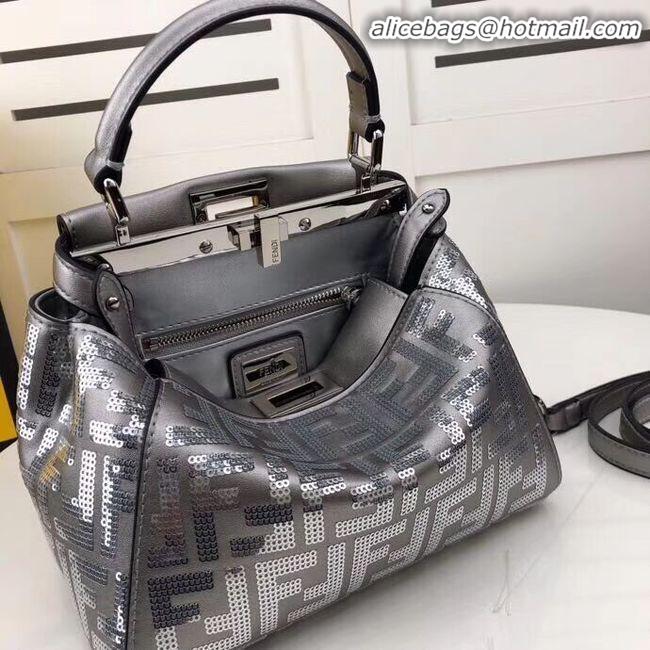 Best Price FENDI PEEKABOO ICONIC leather bag F0335 Silver