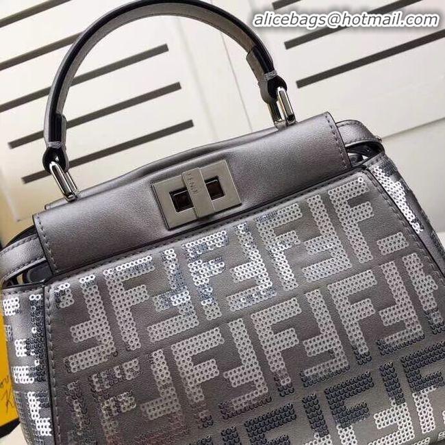 Best Price FENDI PEEKABOO ICONIC leather bag F0335 Silver