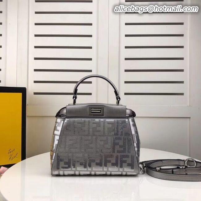 Best Price FENDI PEEKABOO ICONIC leather bag F0335 Silver