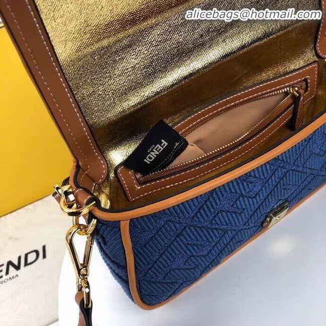 New Design Fendi BAGUETTE LARGE Blue denim bag F0386 blue