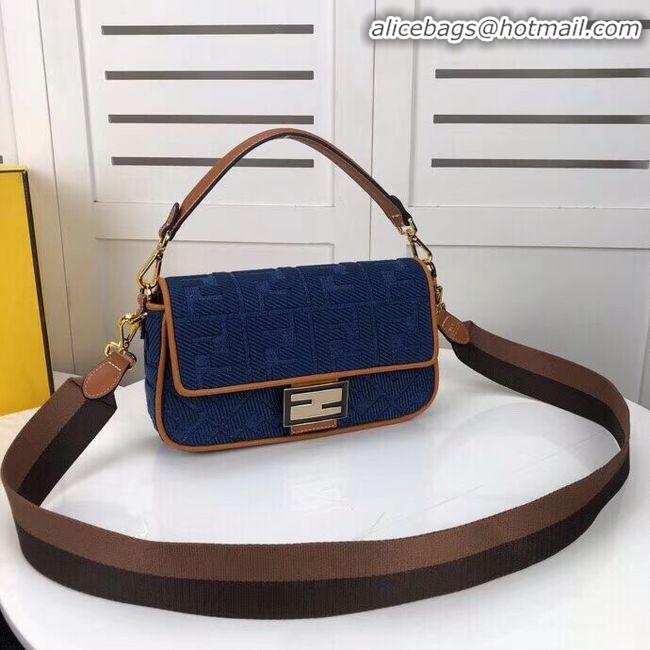 New Design Fendi BAGUETTE LARGE Blue denim bag F0386 blue