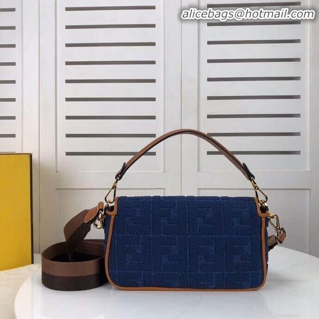 New Design Fendi BAGUETTE LARGE Blue denim bag F0386 blue