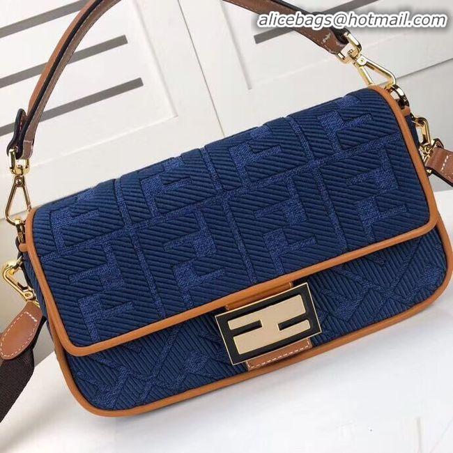 New Design Fendi BAGUETTE LARGE Blue denim bag F0386 blue