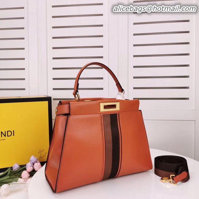 New Style Cheap FENDI PEEKABOO ICONIC leather bag F0826 orange