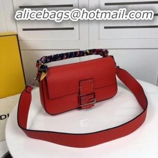 Buy Discount Fendi BAGUETTE leather bag F2466 red