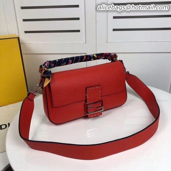 Buy Discount Fendi BAGUETTE leather bag F2466 red