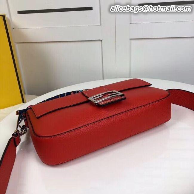 Buy Discount Fendi BAGUETTE leather bag F2466 red