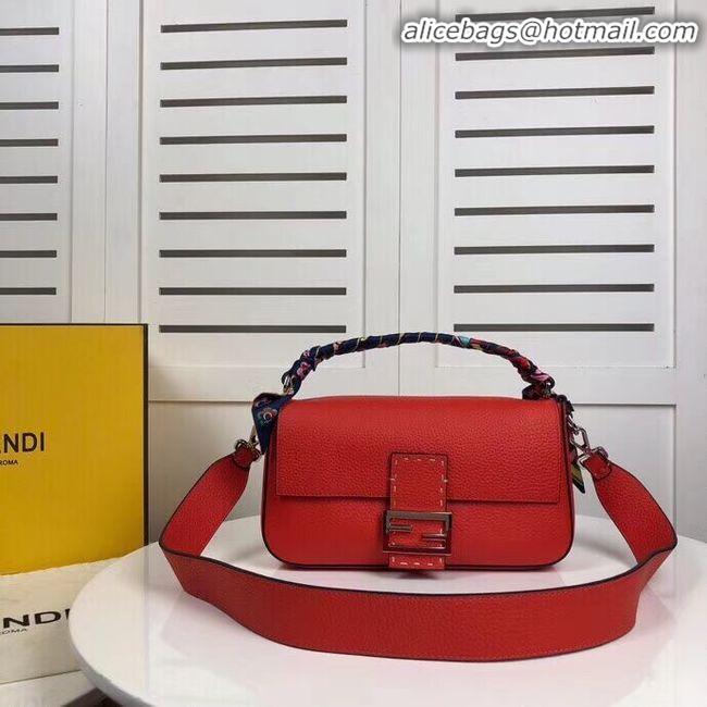 Buy Discount Fendi BAGUETTE leather bag F2466 red