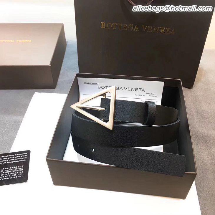 New Design Bottega Veneta Leather Belt Width 25mm with Silver Buckle BV8923 Black