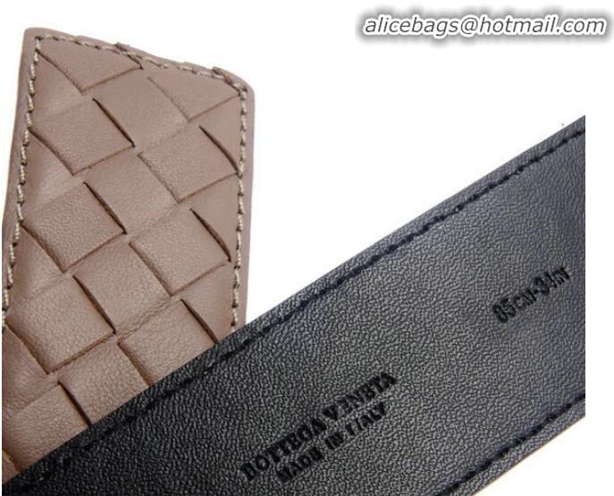 New Design Bottega Veneta Intrecciato Nappa Belt BV27480 Grey