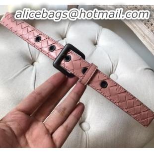 Promotional Bottega Veneta Intreccio Lambskin 25mm 25mm Belt with Square Buckle BV52039 Pink