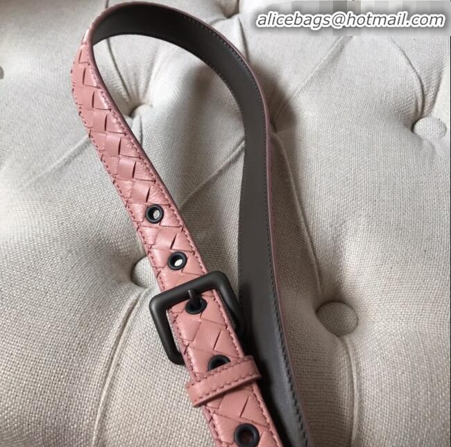 Promotional Bottega Veneta Intreccio Lambskin 25mm 25mm Belt with Square Buckle BV52039 Pink