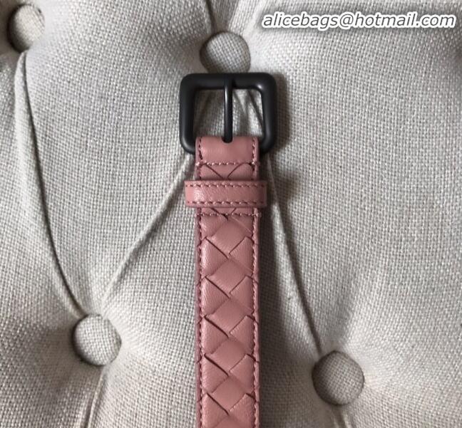 Promotional Bottega Veneta Intreccio Lambskin 25mm 25mm Belt with Square Buckle BV52039 Pink