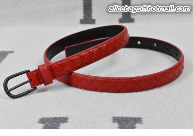 Low Price Bottega Veneta Intreccio Lambskin Width 20mm Belt with Vintage Square Buckle BV52042 Red