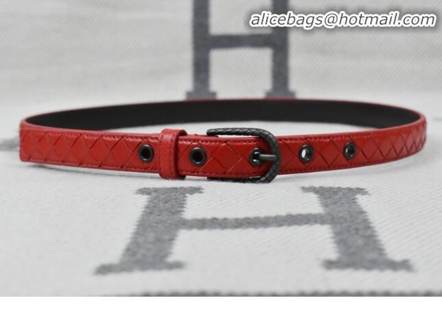 Low Price Bottega Veneta Intreccio Lambskin Width 20mm Belt with Vintage Square Buckle BV52042 Red