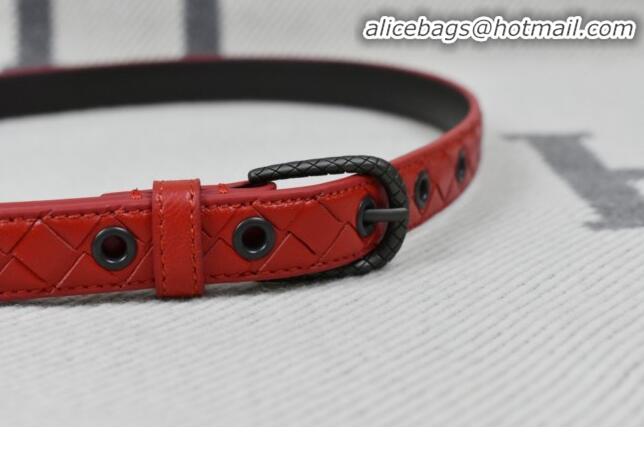 Low Price Bottega Veneta Intreccio Lambskin Width 20mm Belt with Vintage Square Buckle BV52042 Red