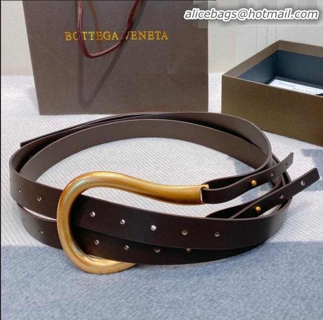 Top Grade Bottega Veneta Leather Corset Belt Width 50mm with Saddle Buckle BV1610 Coffee