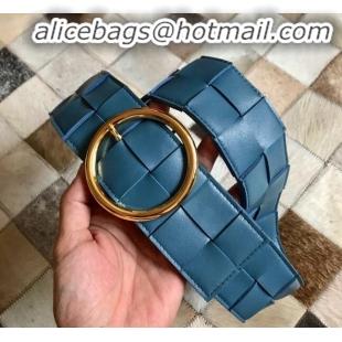 Cheapest Bottega Veneta Woven Lambskin Belt Width 60mm with Circle Buckle BV20533 Dark Blue