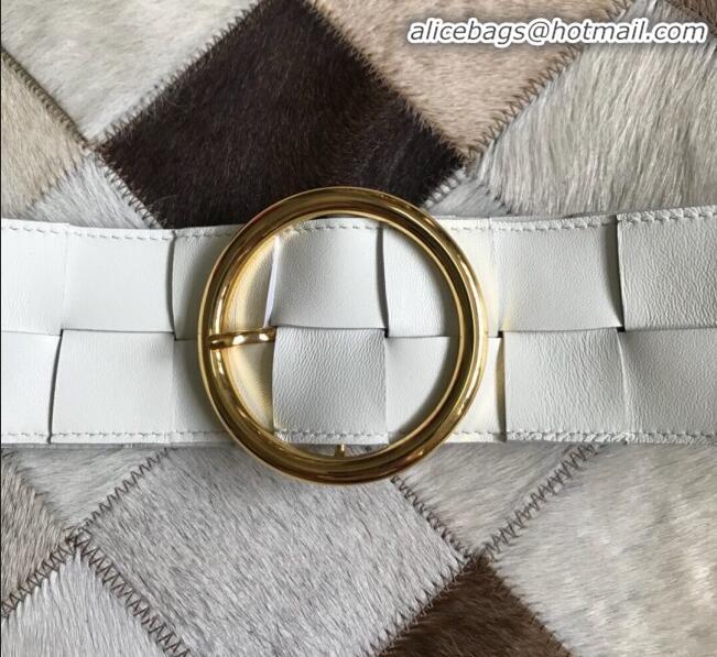 Promotional Bottega Veneta Woven Lambskin Belt Width 60mm with Circle Buckle BV20533 White