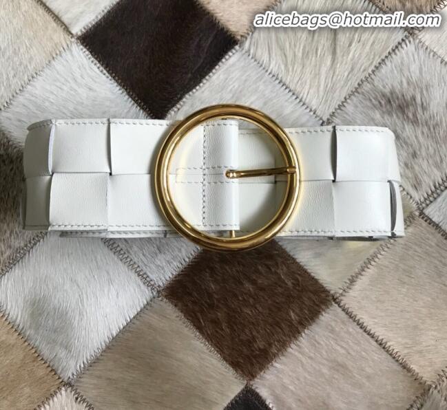 Promotional Bottega Veneta Woven Lambskin Belt Width 60mm with Circle Buckle BV20533 White